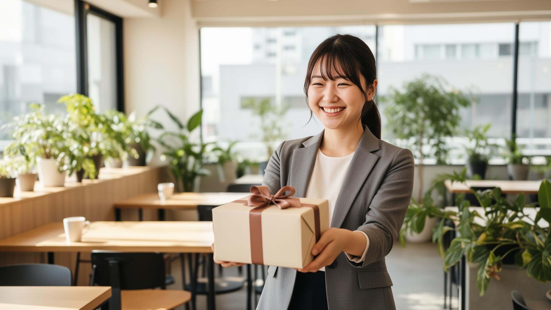 ギフトを受け取って喜ぶ人